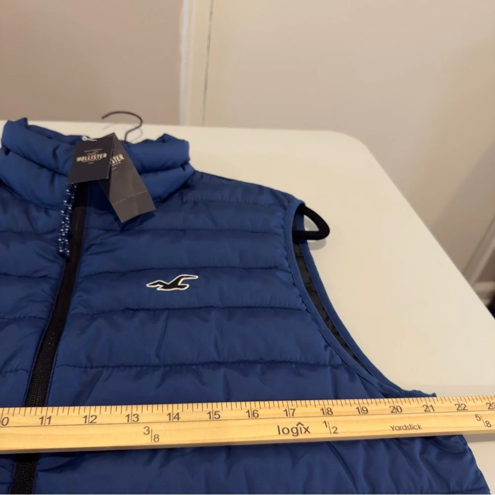 Hollister Blue Insulated Full Zip Vest Quilted Men Size L